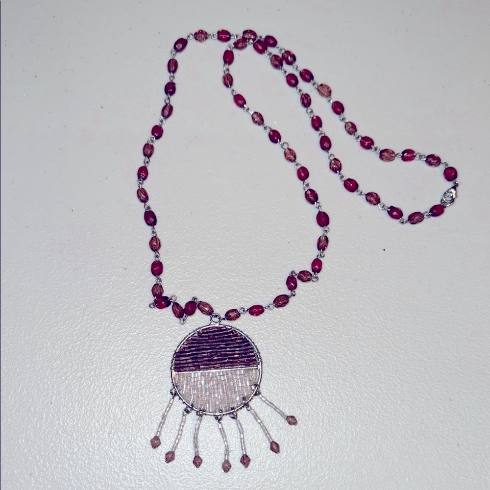 Elegant Beaded Statement Necklace with Pendant
